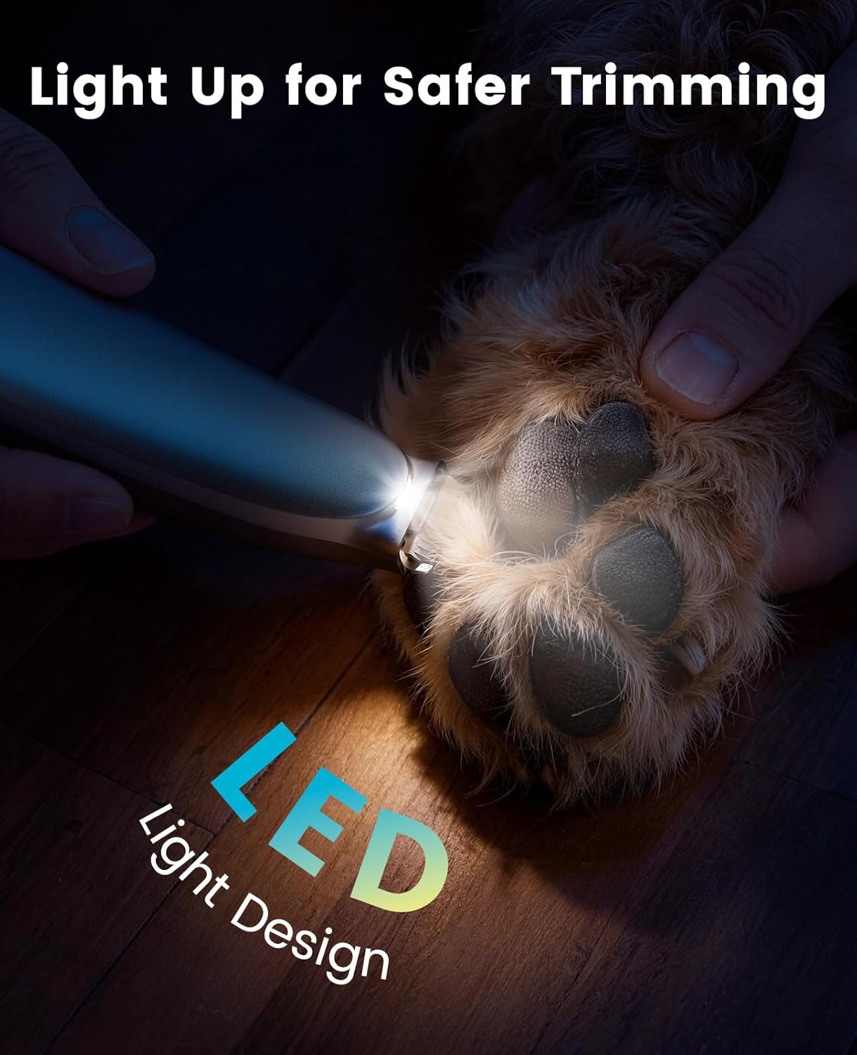 oneisall Dog Paw Trimmer, 2-Speed Up to 6500 RPM, 35dB Low-Noise Safe Pet Paw Trimmers with Curved Blade and LED Light, Cordless Pet Grooming Paw Clipper for Dogs, Cats, Paws, Ears, Face, Rump