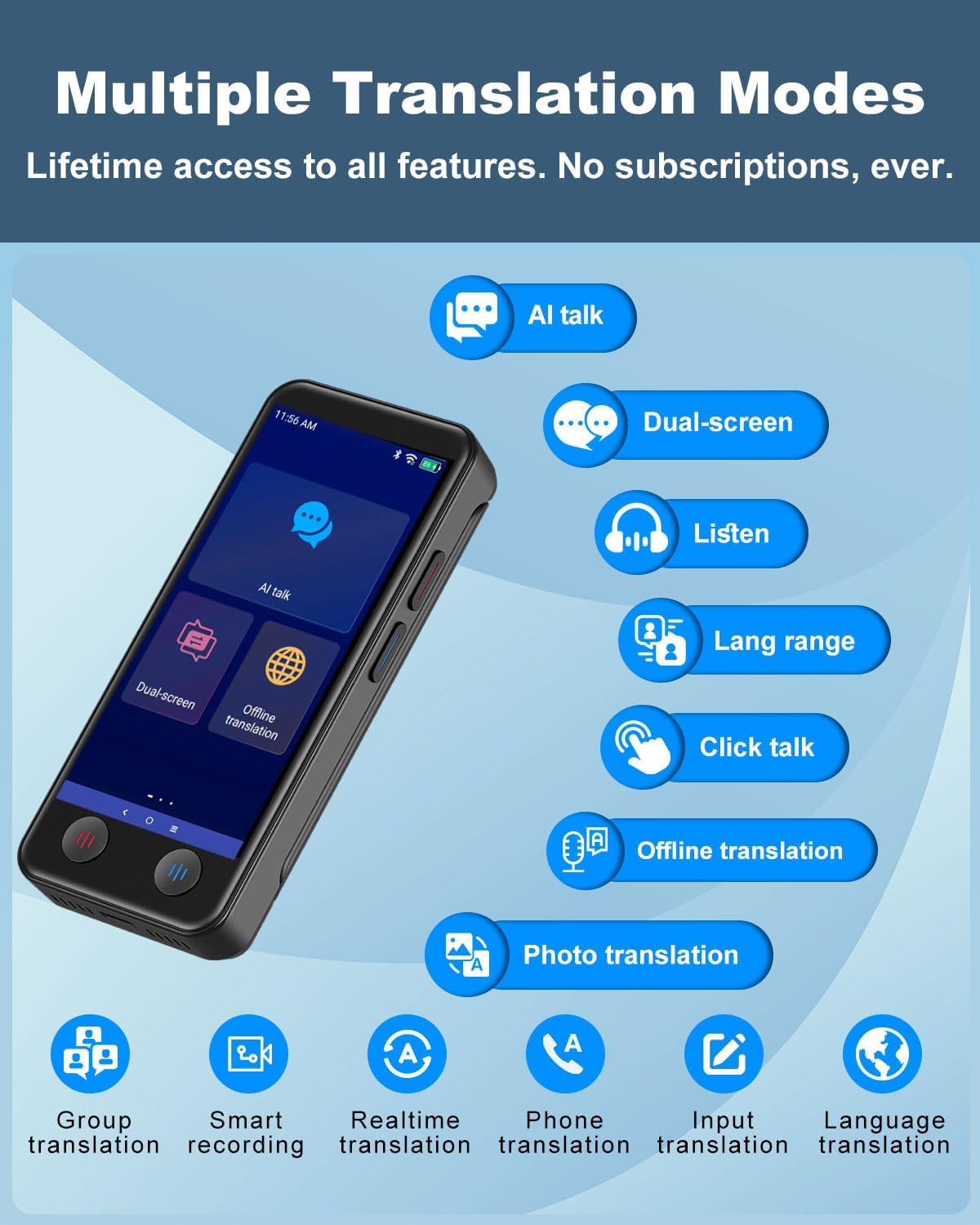 Translator Earbuds Real Time, Language Translator Device, Real Time Voice Translation