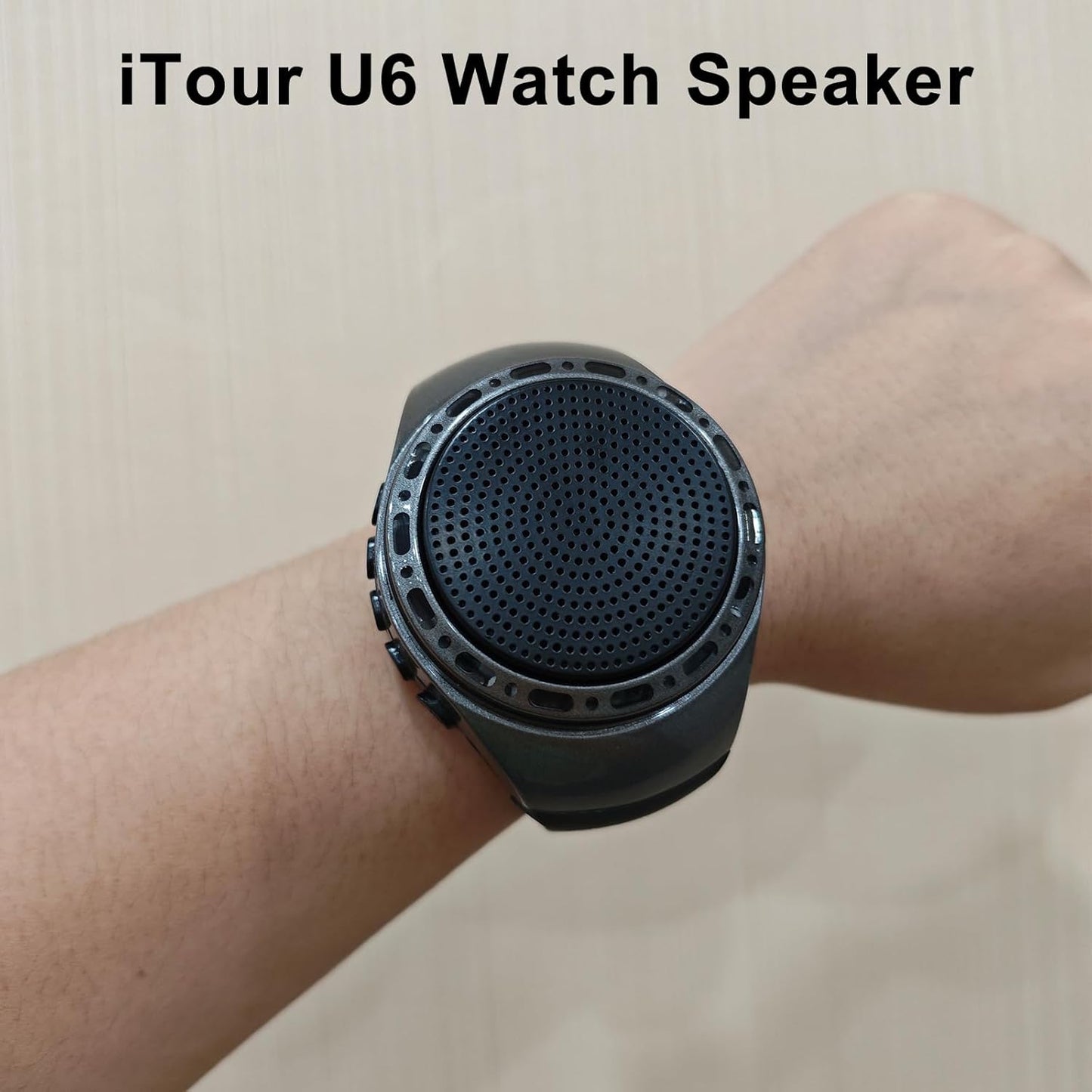 iTour U6 Bluetooth Speaker Watch with FM Radio, TWS, Selfie Function, Colorful Light Control, Portable Bluetooth Speaker for Motorcycle, Bike, Hiking, Running (Compatible with iTour A1 AR Glasses)
