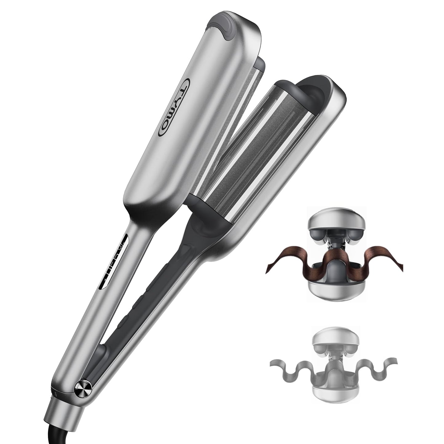 Curling Iron Hair Crimper Waver - TYMO ROVY Beach Waves Curling Wand, Ionic Deep Waver Hair Curler Tool with Ceramic 3 Barrel for Women, Dual Voltage, Anti-Scald, Easy to Use, Pink, 1 Inch