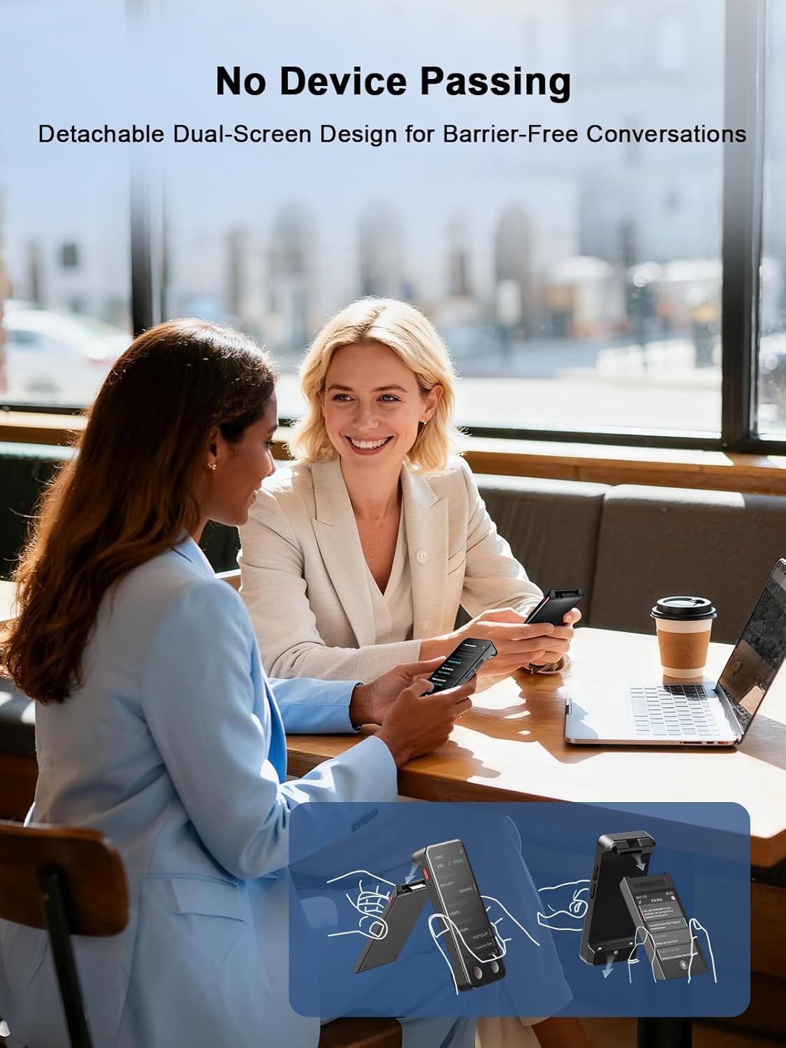 iTour Detachable Language Translator Device, Upgraded Instant Voice Translator, Real Time Dual Screen AI Translator with 139 Languages, Online & Offline & Photo & Group Chat & Text Translation