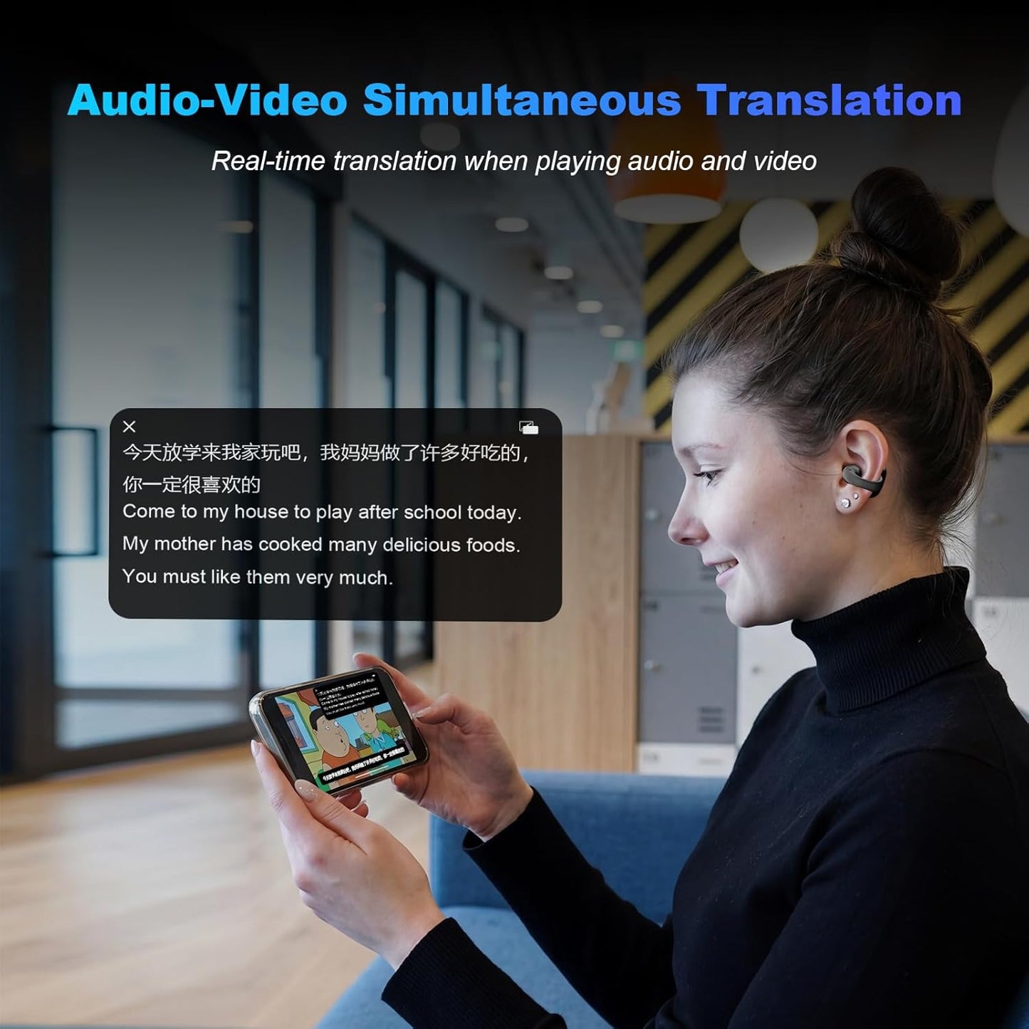 iTour Z50S Pro Translator Earbuds Real Time Two Way Translation Earbuds, Offline & Online Language Translator Device, Video Call & Photo Translation, AI Voice Translator Earphone for Business, Travel