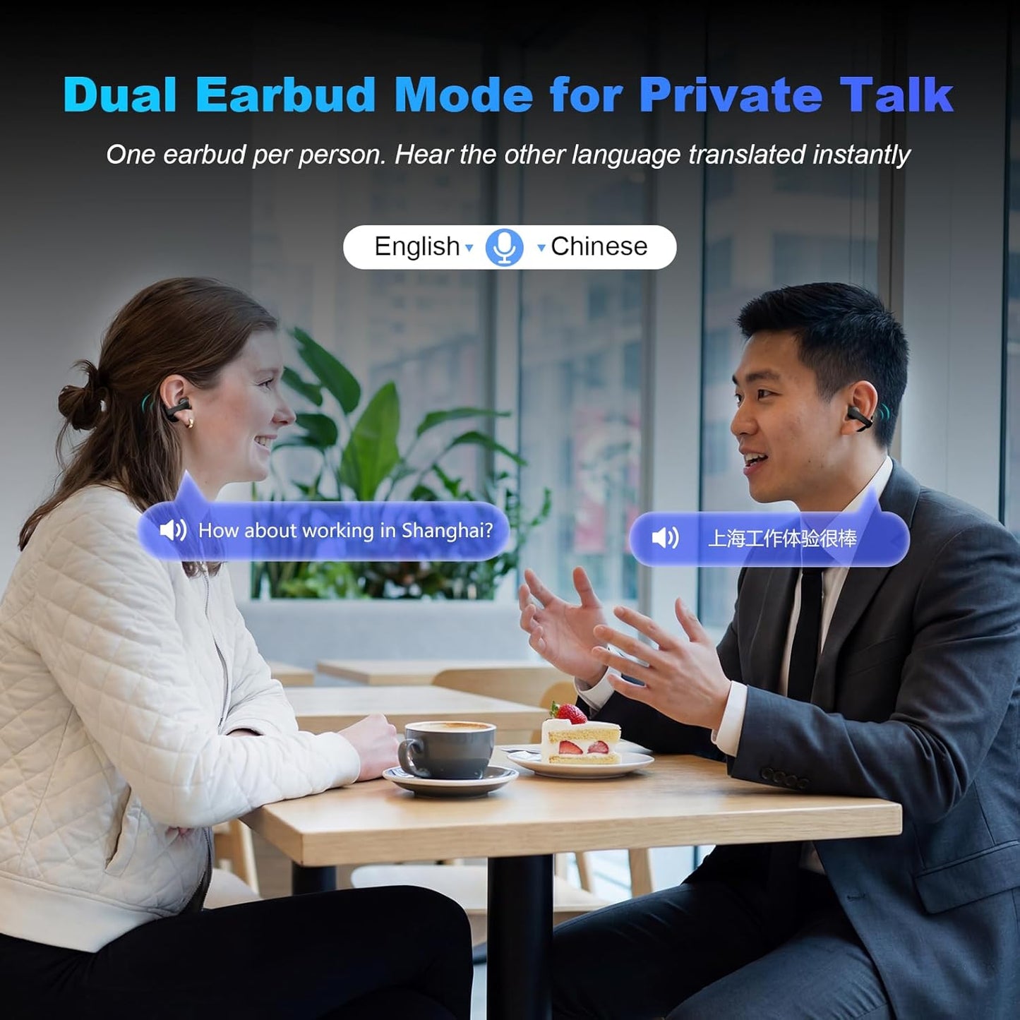 iTour Z50S Pro Translator Earbuds Real Time Two Way Translation Earbuds, Offline & Online Language Translator Device, Video Call & Photo Translation, AI Voice Translator Earphone for Business, Travel