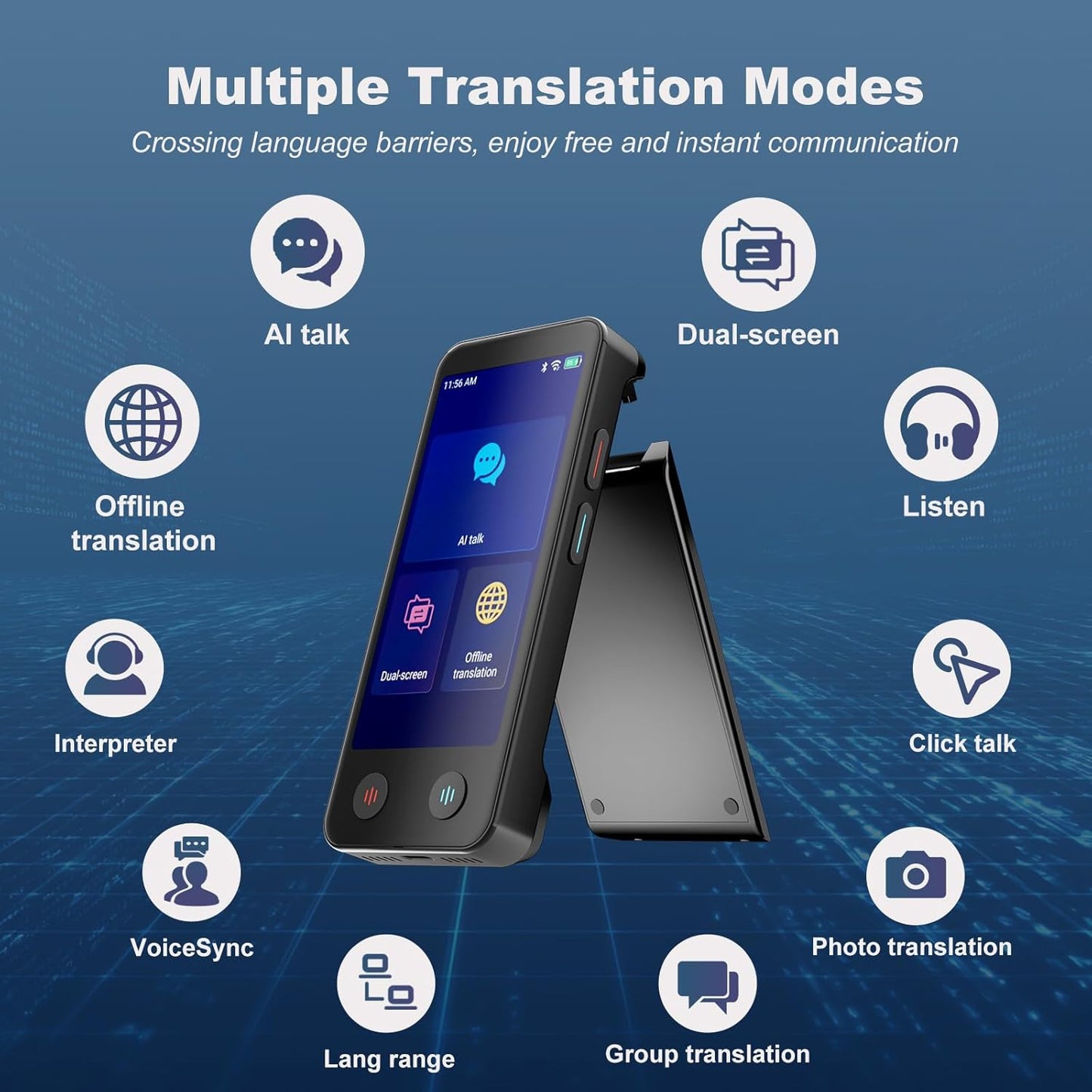 Language Translator Device, Real Time Voice Translation, Two-Way Instant Translator Device, Dual Screen AI Translator for 130+ Languages, Online/Offline/Photo Translation Traductor for Business Travel