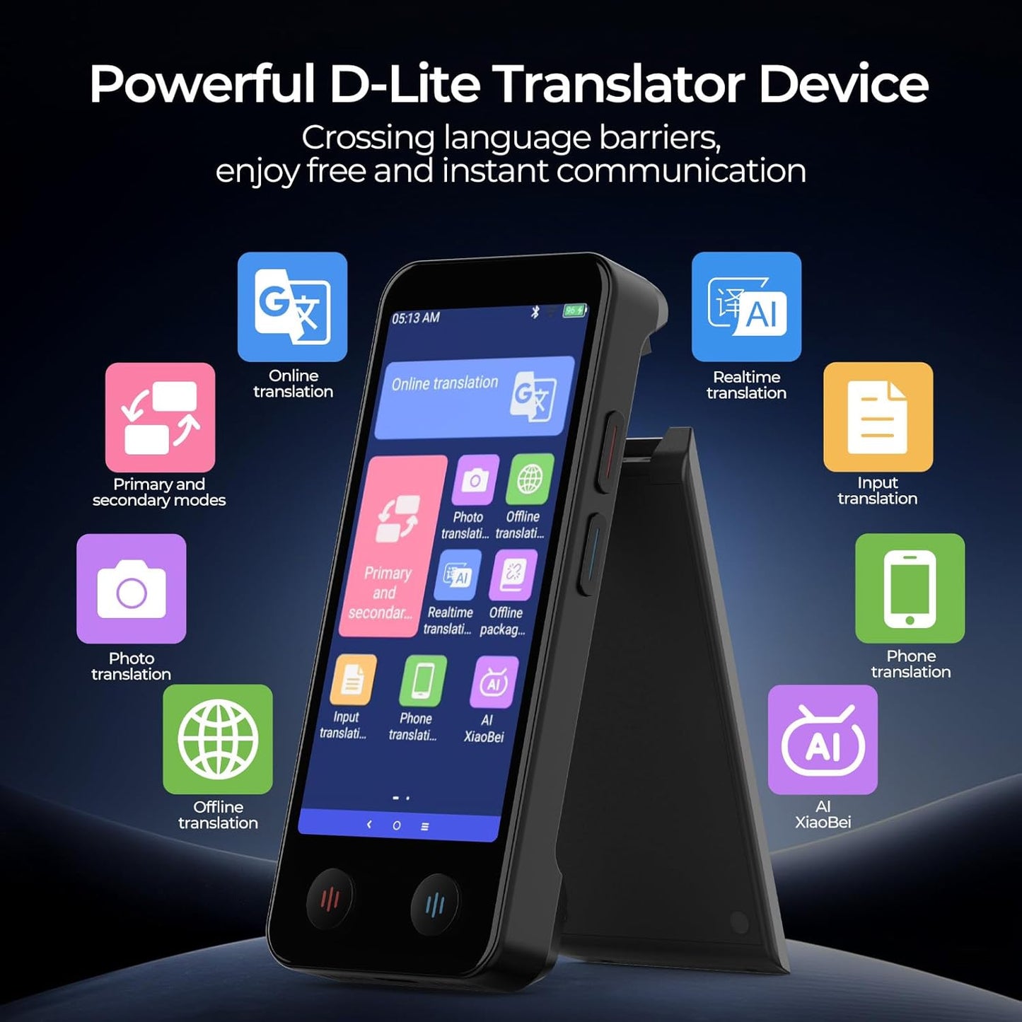 iTour D-Lite Portable Language Translator Device, Dual-Screen Instant Voice Translator, Two-Way Real-Time Translation in 139 Languages, Offline Translator & Photo Translator for Travel & Daily Use