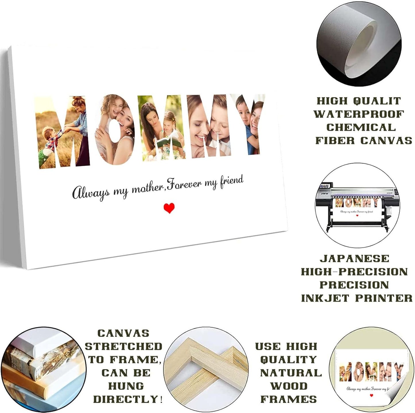 A collage of 5 photographs,Mom photo collage,Mummy photo collage,Mommy photo collage,Mothers day collage template,Mothers day gift,Gift for Mom,Custom Wooden Collage Picture frames for Wall Decor