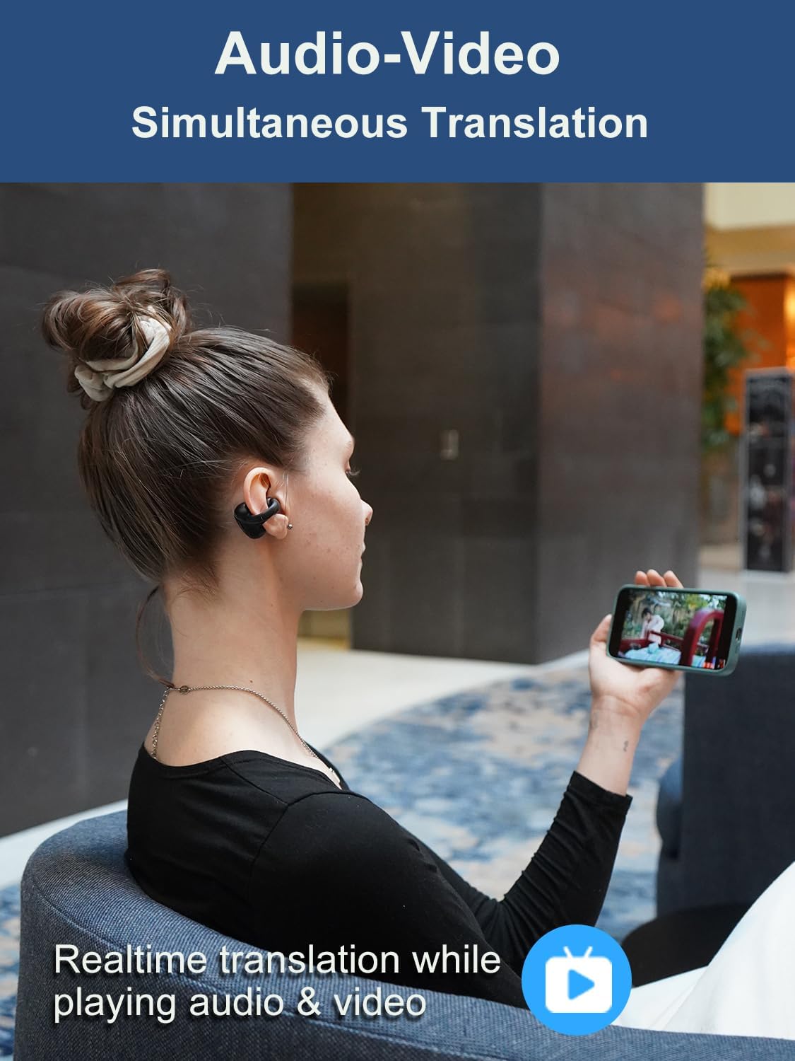 iTour Z50S Pro Max Translation Earbuds, Real Time Two-Way Translator Earbuds 127 Languages, Voice & Video Call Translator Headphones, Online & Offilne Language Translation Device for Travel & Business