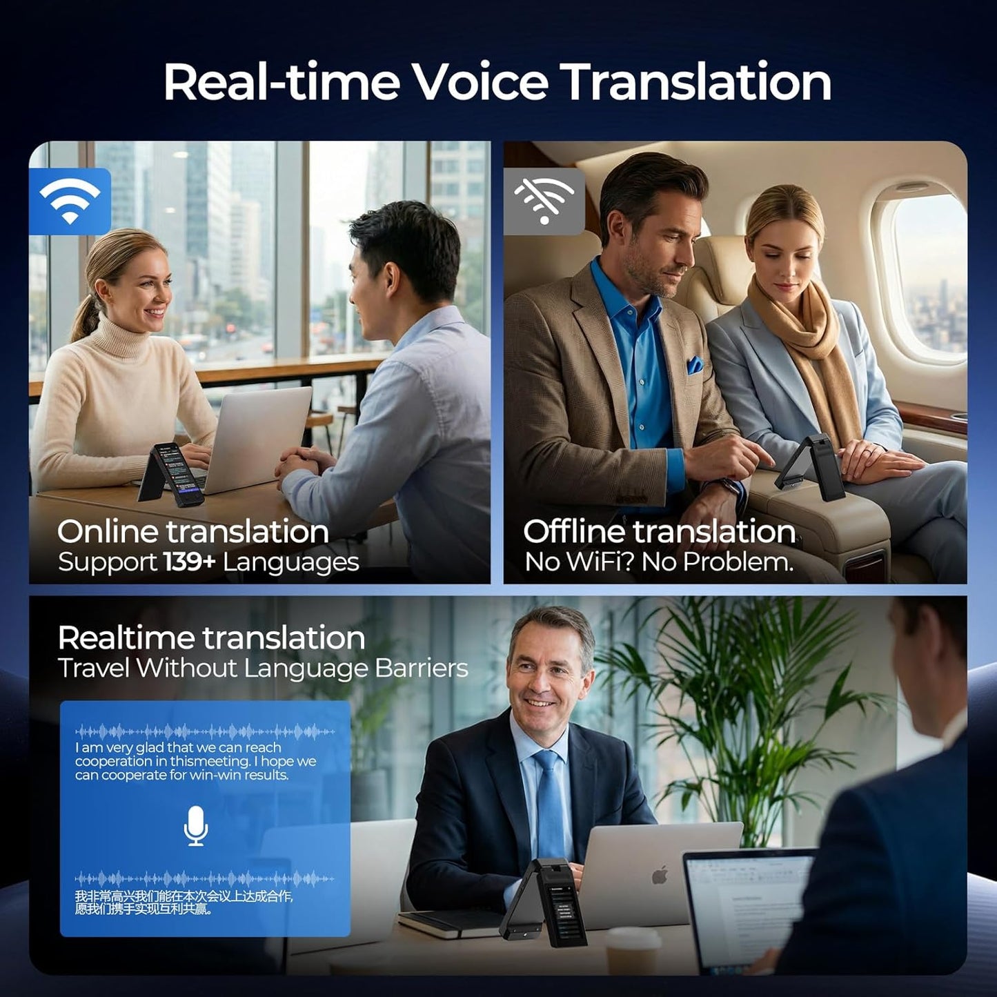 iTour D-Lite Portable Language Translator Device, Dual-Screen Instant Voice Translator, Two-Way Real-Time Translation in 139 Languages, Offline Translator & Photo Translator for Travel & Daily Use